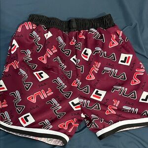 Barley used Fila Maroon Graphic Print Shorts